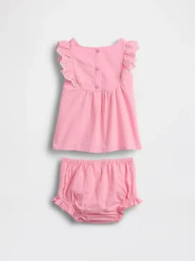 Baby-outfitset met oogjes en ruches