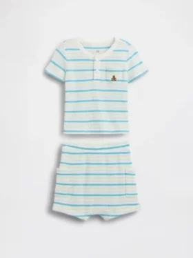 Baby-outfitset met wafelpatroon en Henley-shirt