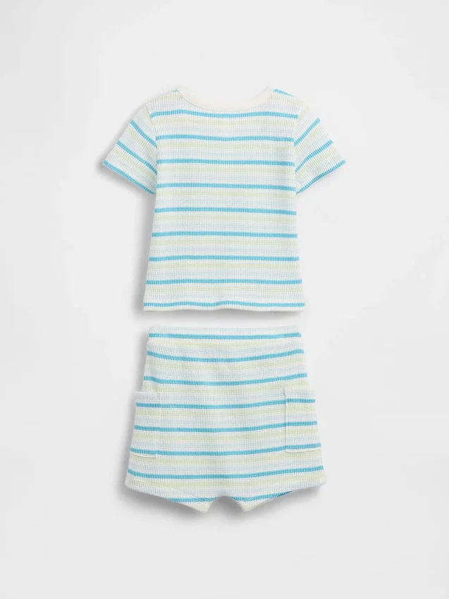 Baby-outfitset met wafelpatroon en Henley-shirt