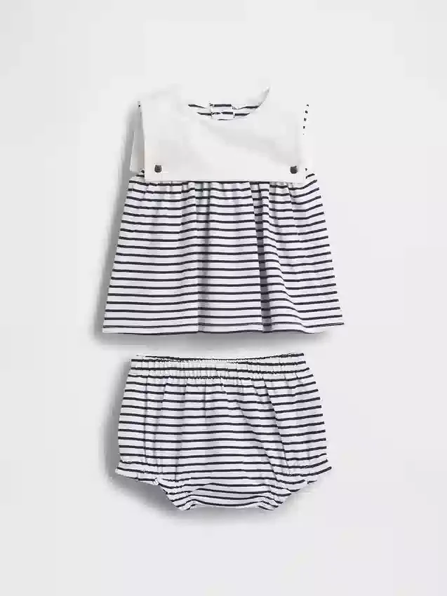 Baby-outfitset van biologisch katoen in matrozenstijl