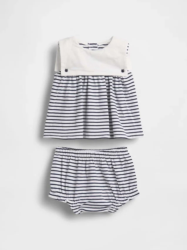 Baby-outfitset van biologisch katoen in matrozenstijl