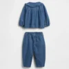 Baby-outfitset van denim met bloemenprint