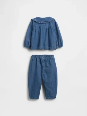 Baby-outfitset van denim met bloemenprint