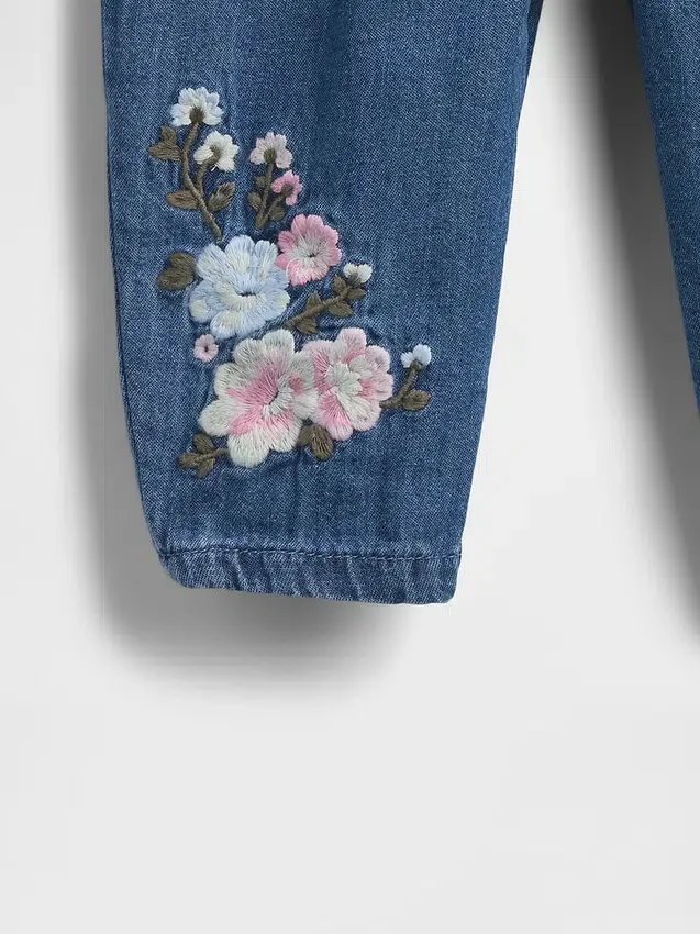 Baby-outfitset van denim met bloemenprint