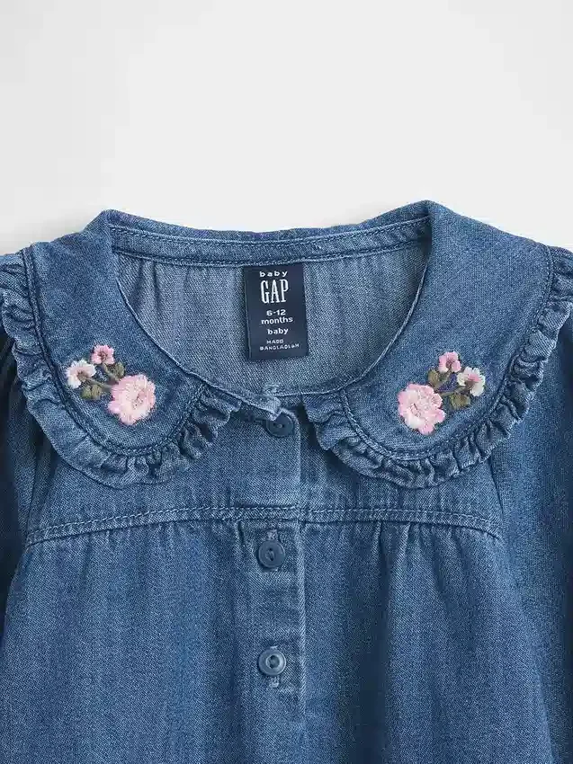 Baby-outfitset van denim met bloemenprint