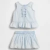 Baby-outfitset van denim met strik