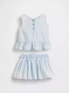 Baby-outfitset van denim met strik