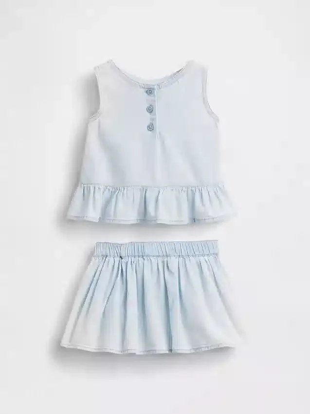 Baby-outfitset van denim met strik