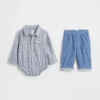 Baby-outfitset van flanel en corduroy
