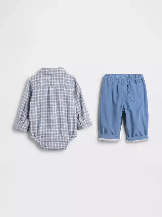 Baby-outfitset van flanel en corduroy