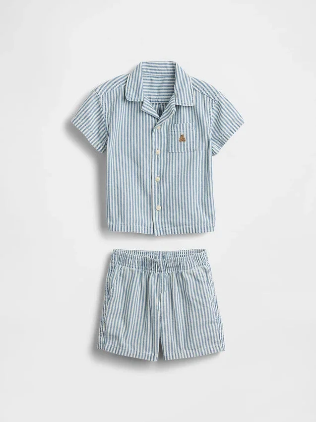 Baby-outfitset van gestreept denim