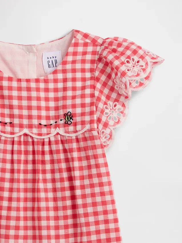 Baby-outfitset van gingham met oogjes