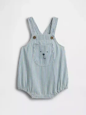 Baby-overall met strepen, beerzakje en bubbelmodel