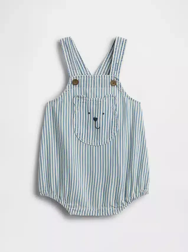 Baby-overall met strepen, beerzakje en bubbelmodel