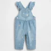 Baby-overall van denim met geborduurde bloemen