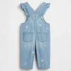 Baby-overall van denim met geborduurde bloemen