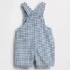 Baby-overall van gingham-denim met berenzakje