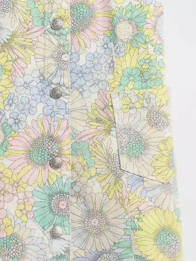 Baby & Peuter denim jurk met bloemenprint