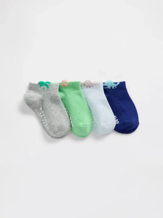 Baby & Peuter-dino-no-show-sokken (4-pack)
