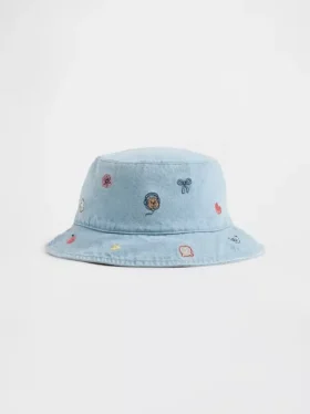 Baby & Peuter geborduurde denim buckethoed