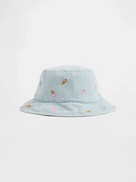 Baby & Peuter geborduurde denim buckethoed