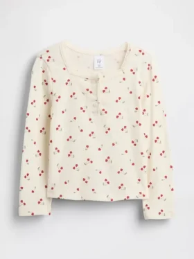 Baby & Peuter-Henley-top met pointelle-patroon