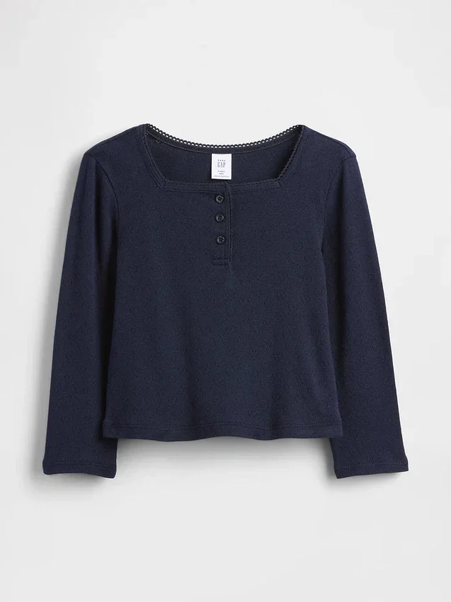 Baby & Peuter-Henley-top met pointelle-patroon