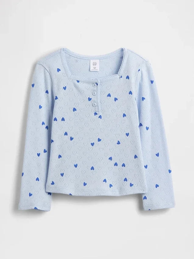 Baby & Peuter-Henley-top met pointelle-patroon