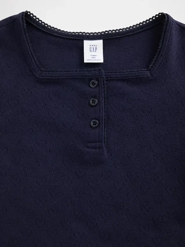Baby & Peuter-Henley-top met pointelle-patroon