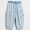 Baby & Peuter Jeans met aardbeienprint, barrel-model, met trekband
