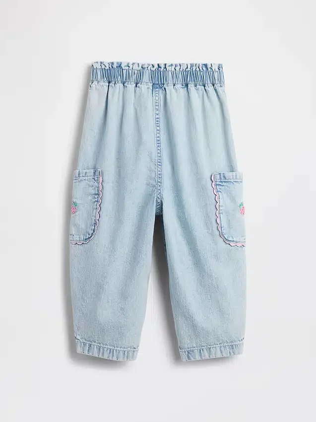 Baby & Peuter Jeans met aardbeienprint, barrel-model, met trekband