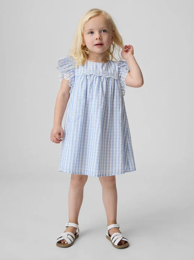 Baby & Peuter-jurk met gaatjes en gingham-print