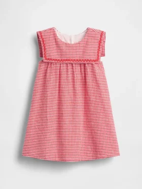 Baby & Peuter-jurk van linnen-katoen met gingham-motief in matrozenstijl
