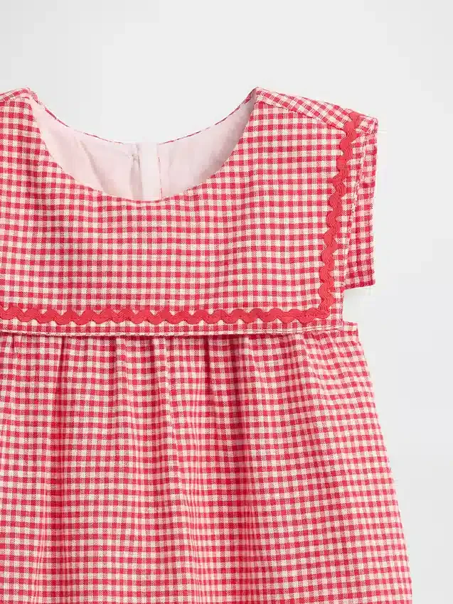 Baby & Peuter-jurk van linnen-katoen met gingham-motief in matrozenstijl