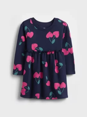 Baby & Peuter-jurk van sweatshirtstof met ruches in de taille