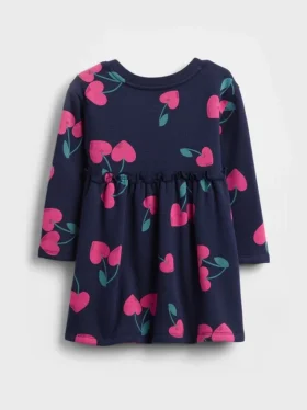 Baby & Peuter-jurk van sweatshirtstof met ruches in de taille