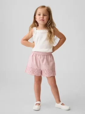 Baby & Peuter korte broek met oogjes aan de zoom