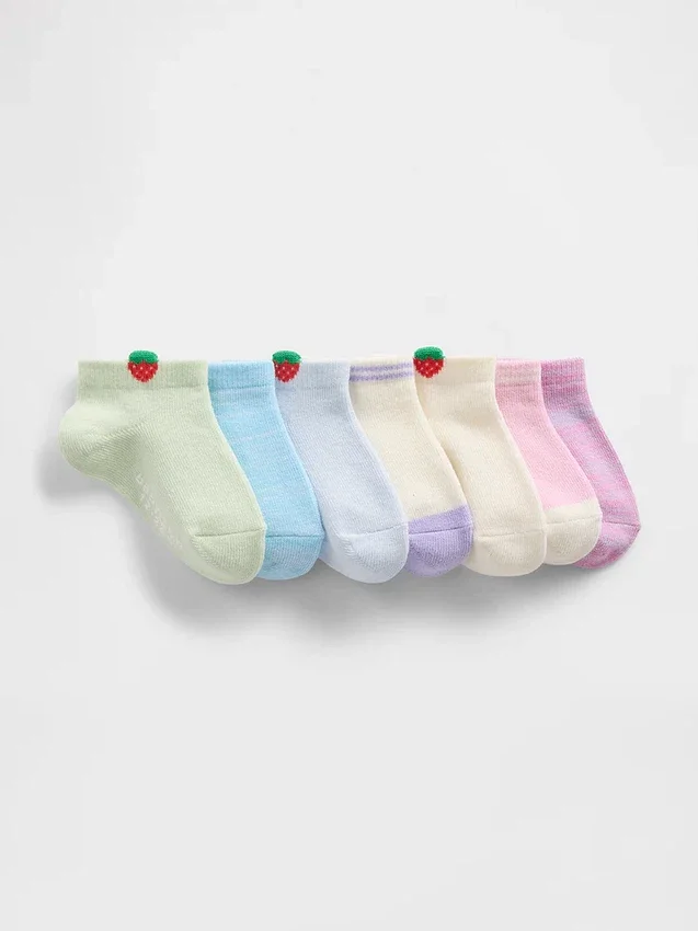 Baby & Peuter-korte sokken met aardbeienmotief (7-pack)