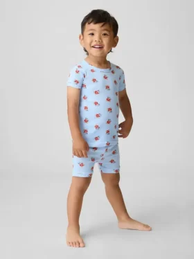Baby & Peuter pyjama-set met korte broek van Brannan Bear van biologisch geborsteld katoen