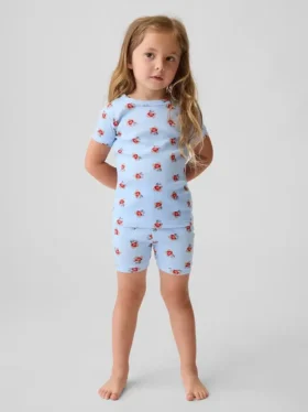Baby & Peuter pyjama-set met korte broek van Brannan Bear van biologisch geborsteld katoen