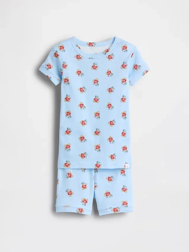 Baby & Peuter pyjama-set met korte broek van Brannan Bear van biologisch geborsteld katoen