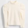 Baby & Peuter-shirt met pofmouwen, ribboord en hoge kraag
