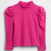 Baby & Peuter-shirt met pofmouwen, ribboord en hoge kraag