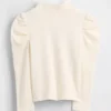 Baby & Peuter-shirt met pofmouwen, ribboord en hoge kraag