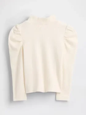 Baby & Peuter-shirt met pofmouwen, ribboord en hoge kraag