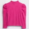 Baby & Peuter-shirt met pofmouwen, ribboord en hoge kraag