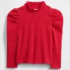 Baby & Peuter-shirt met pofmouwen, ribboord en hoge kraag