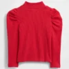 Baby & Peuter-shirt met pofmouwen, ribboord en hoge kraag