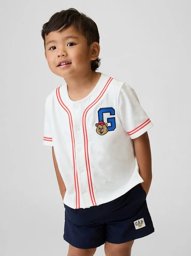 Baby & Peuter-T-shirt met Brannan Bear-logo in baseballstijl
