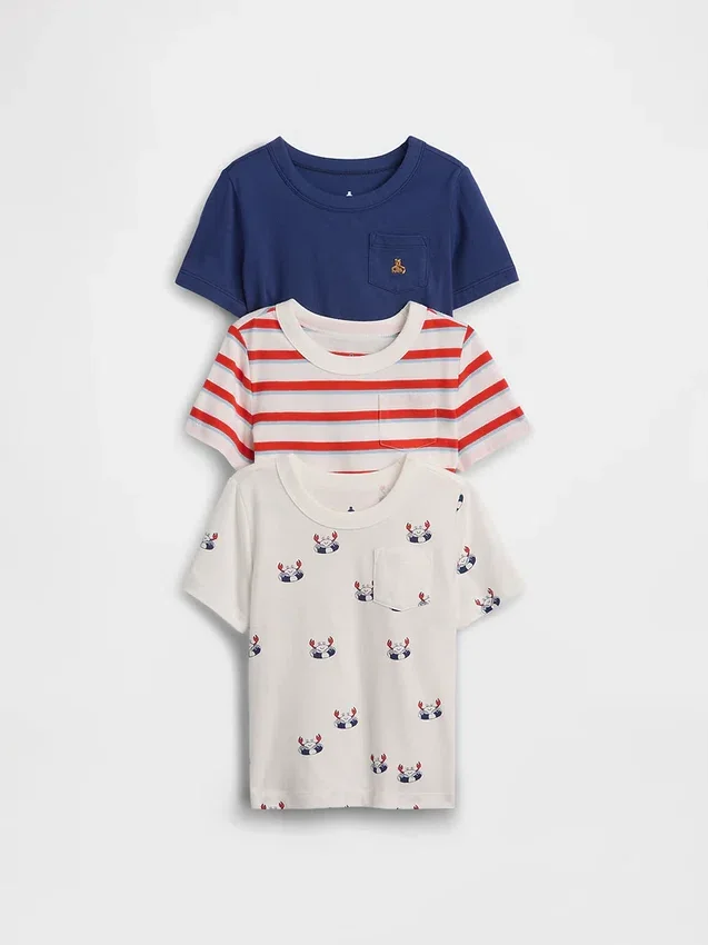 Baby & Peuter-T-shirt met zakje om te mixen en matchen (3-pack)